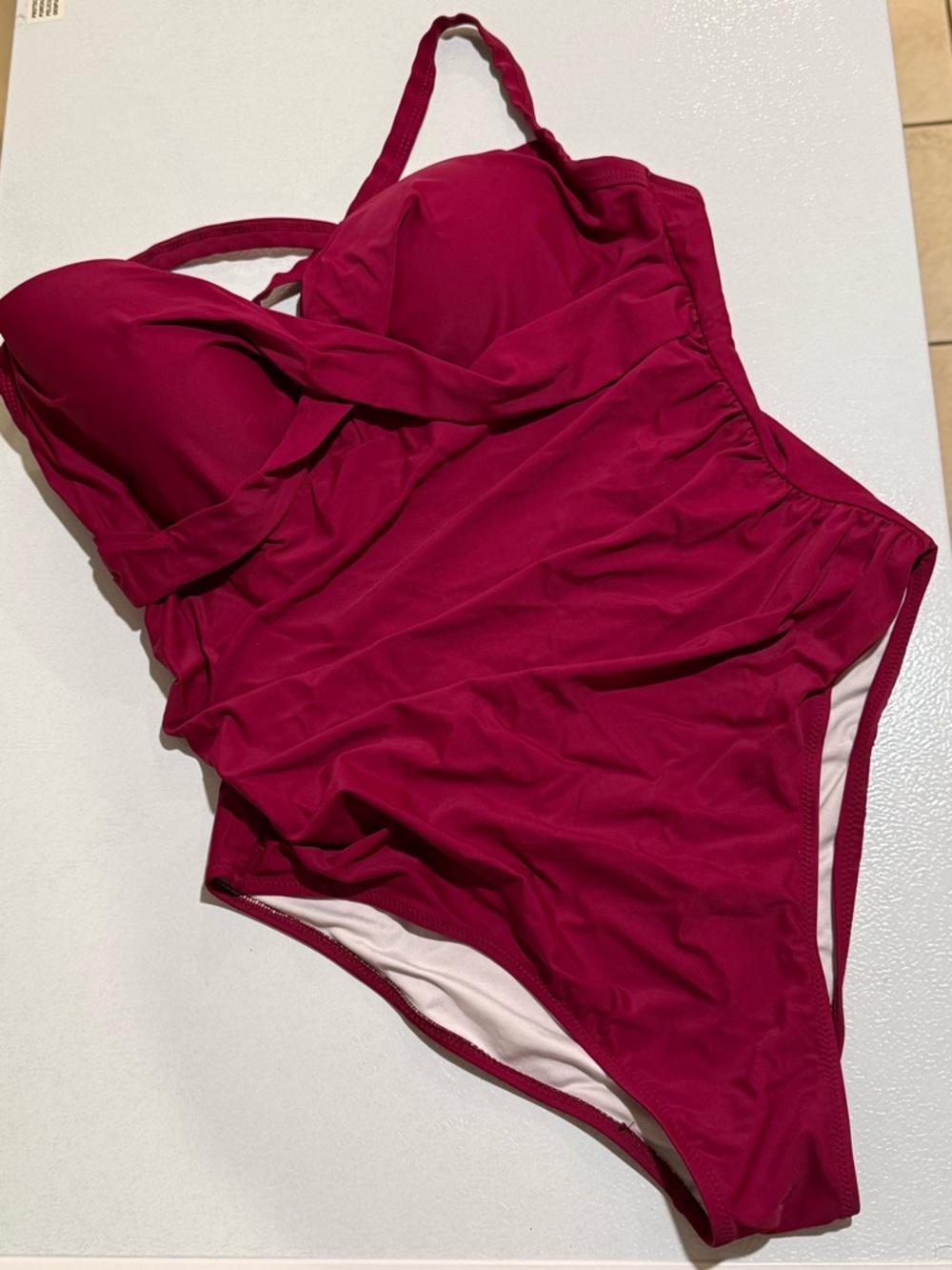 Cupshe Berry Red Ruched One Piece Swimsuit Sz XXL - Picture 4 of 10